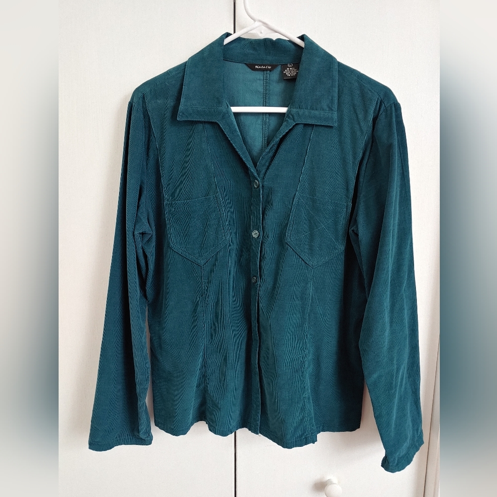 Women's Green Corduroy Blouse - Size L